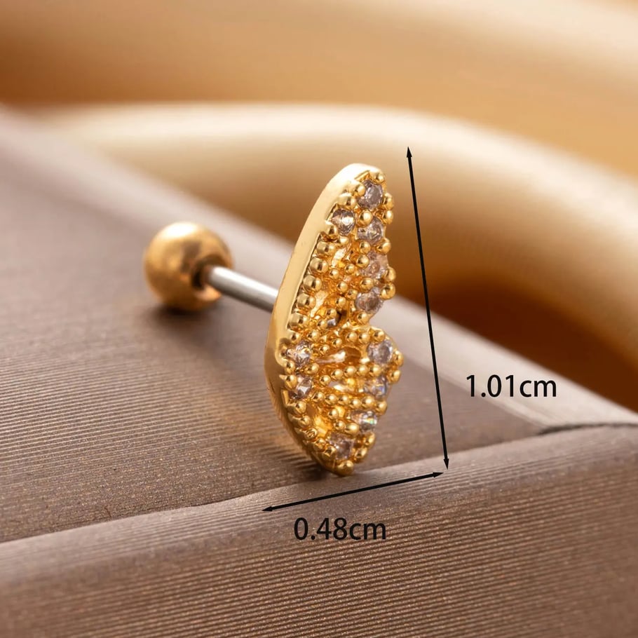 1 Piece Simple Series Classic Animal Copper   Gold Color Zircon Women's Stud Earrings 